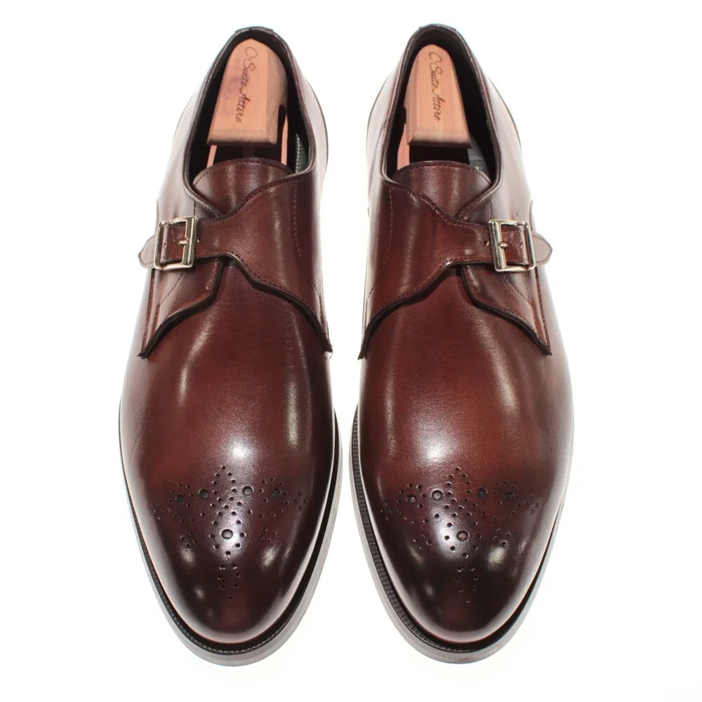 Pastori NWB Single Monk Strap Dress Shoes Size 11.5 US in Brown Leather